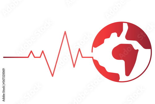 Ecg Heartbeat Line Connected With World