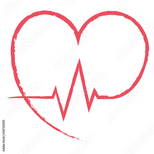 Hand Drawn Ecg Line Connected With Heart