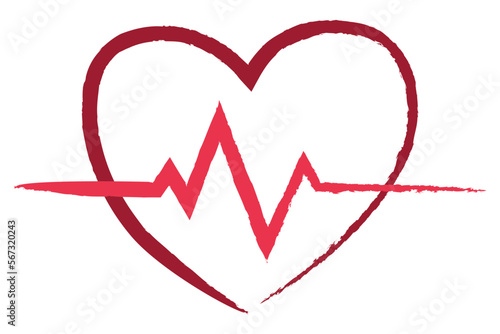 Hand Drawn Ecg Line Heartbeat Middle Heart