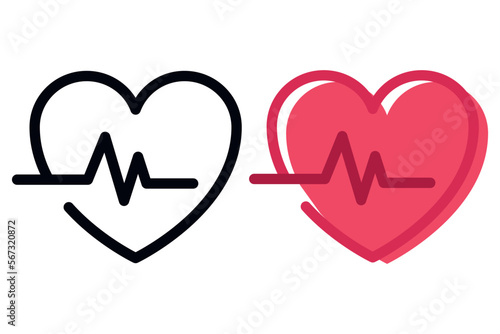 Two Ecg Heartbeat Line Hearts