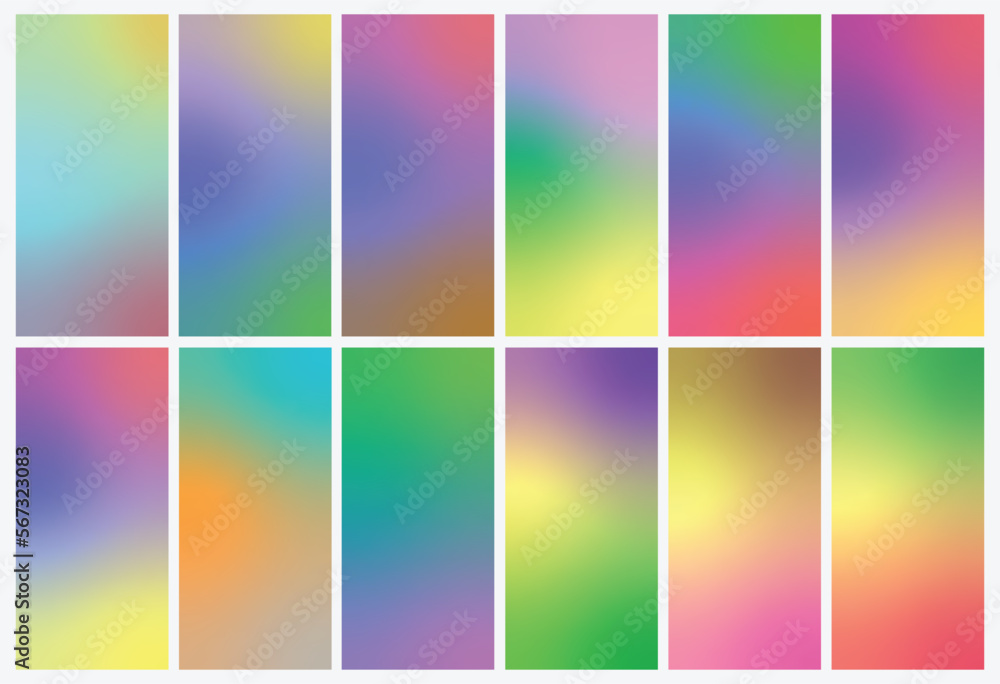 set of tri gradient bright blurry backgrounds wallpapers smartphone and mobile
