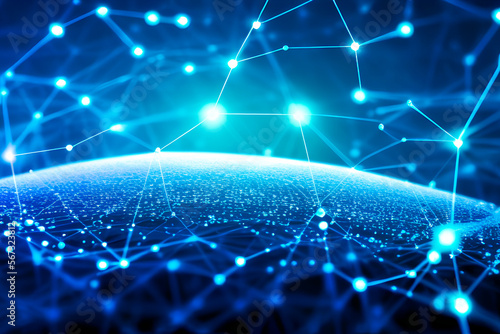 Abstract background, connected dot representing the internet connection and communication services.