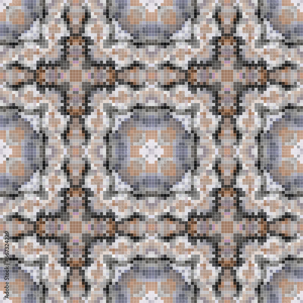 Fototapeta premium Pixel mosaic seamless pattern design, Repeat textile design. 