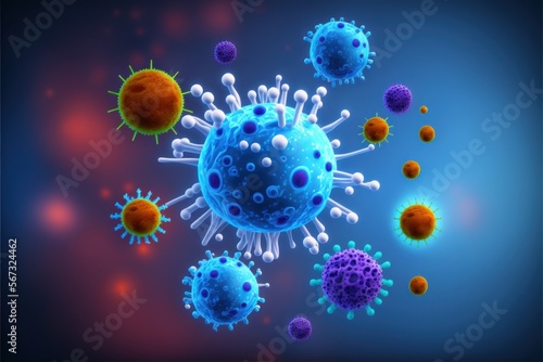Medical illustration of the virus molecule. Science future biology and immunology research concept.