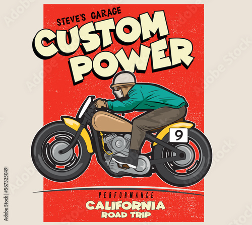motorcycle garage badge with the dirty texture