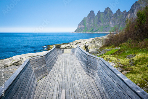 Rest area along a tourist route on the island of Senja in Norway