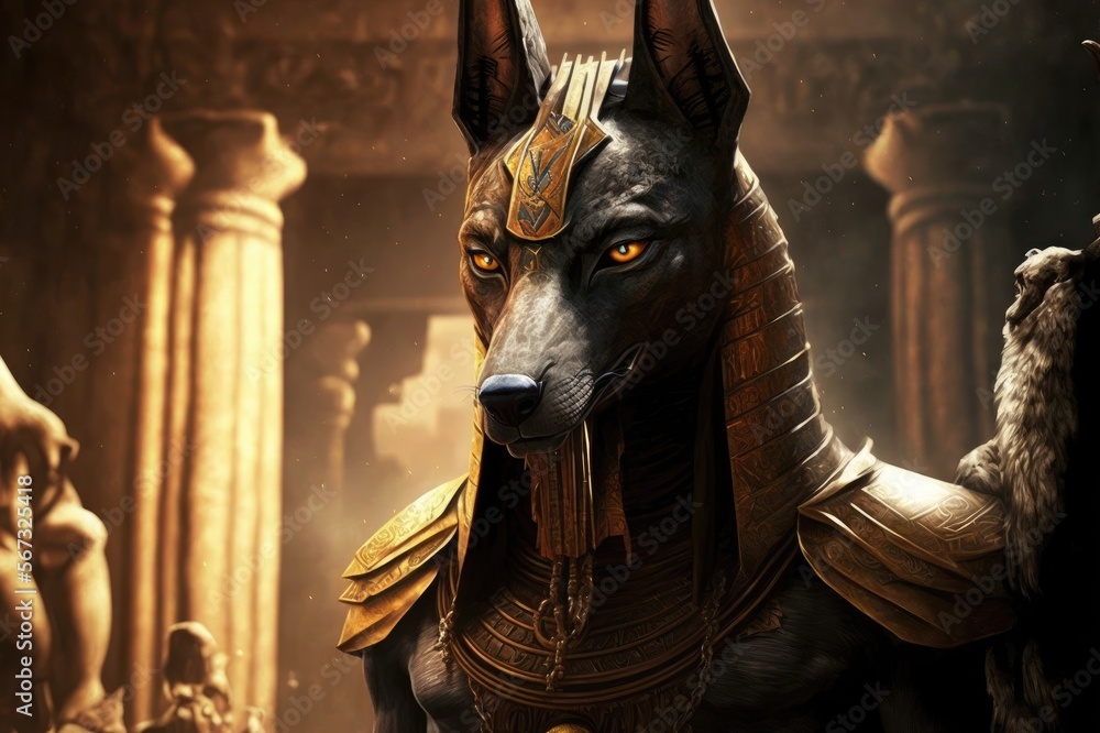 Anubis The Ancient Egyptian God Of Death A Fantasy Illustration Portrait Generative Ai Stock