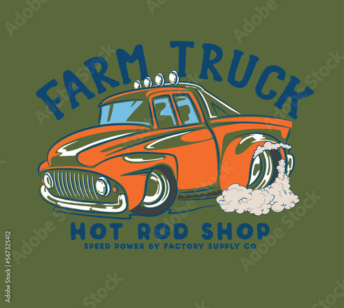 hot rod custom car illustration for t shirt print