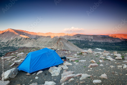 A tent is pitched high over the Uinta Wilderness in Utah. photo