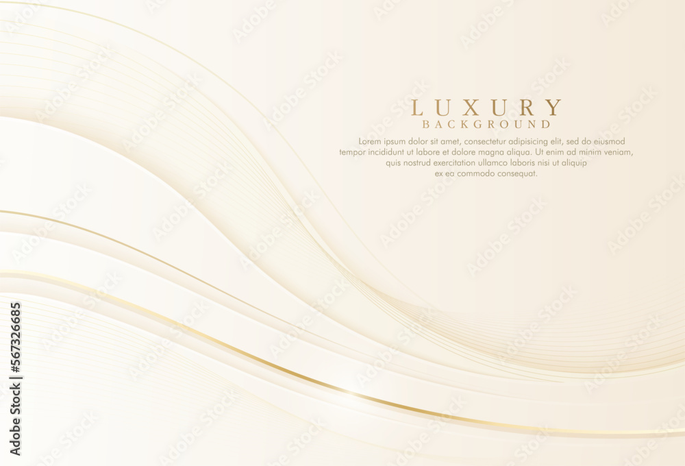 Luxury abstract curve on cream background with golden lines. Modern banner template design. Luxury and elegant style. Suit for poster, banner, brochure, cover, website, flyer. Vector illustration Luxury abstract curve on cream background with golden lines. Modern banner template design. Luxury and elegant style. Suit for poster, banner, brochure, cover, website, flyer. Vector illustration