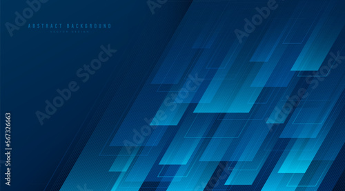 Abstract blue diagonal geometric overlay layer background with lines pattern. Diagonal rectangle shape graphic elements. Modern banner template design with space for text. Vector illustration