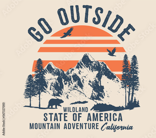vector camping illustration and outdoor print for t shirts 
