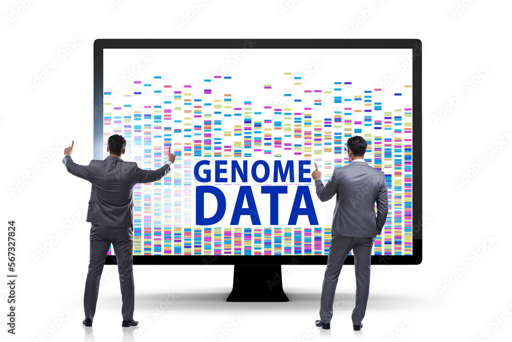 Businessman in genome data concept Businessman in genome data concept