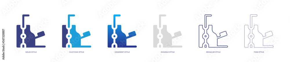Pilates chair exercises icon set full style. Solid, disable, gradient, duotone, regular, thin. Vector illustration and transparent icon.
