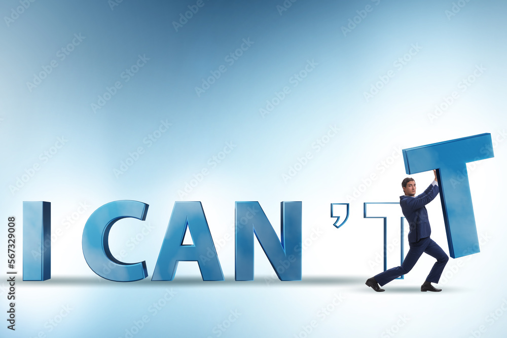 Determination concept with businessman and letters Determination concept with businessman and letters