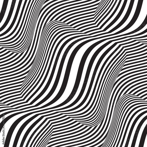 Monochrome Optical Illusion Wavy Pattern