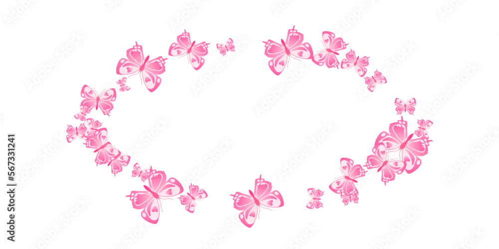 Magic pink butterflies abstract vector illustration. Summer cute moths. Fancy butterflies abstract children background. Gentle wings insects graphic design. Tropical beings.