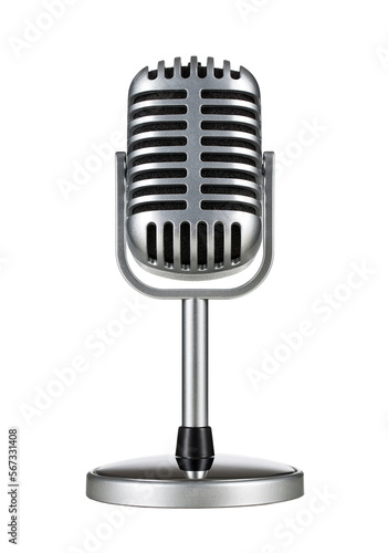 Vintage silver microphone cut out, without background