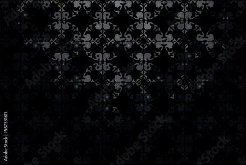 vector abstract plant and black gradient ornament on a dark background