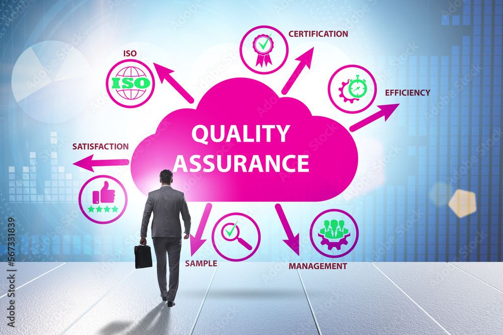 Businessman in quality assurance concept Businessman in quality assurance concept