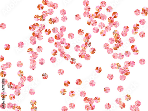 Rose gold paillettes confetti scatter vector composition. International Women's Day March 8th card background. Chic flickering spangle particles holiday decor. Confetti for Mother's day.