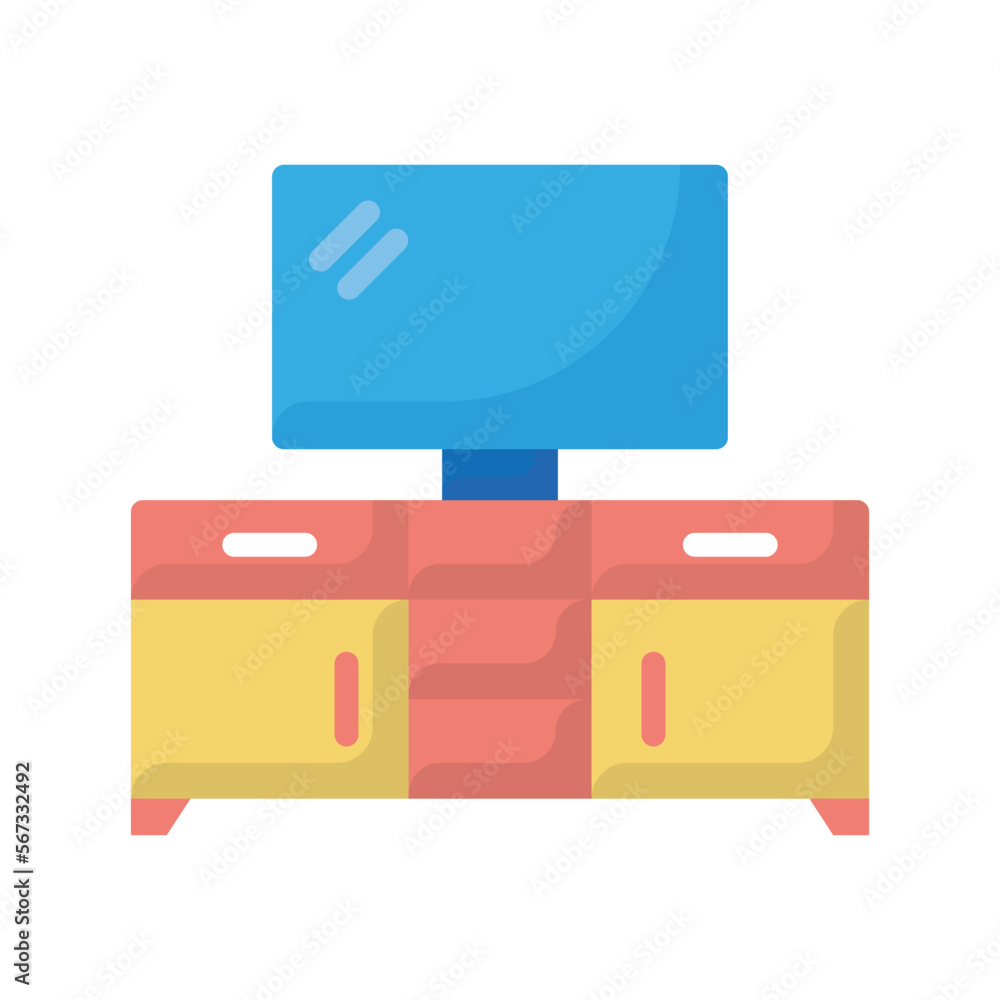 TV Stand Vector Flat Icon Design illustration. Furniture Symbol on White background EPS 10 File TV Stand Vector Flat Icon Design illustration. Furniture Symbol on White background EPS 10 File