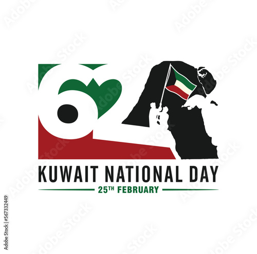 62 Kuwait National Day. 25 February. Vector Illustration.
