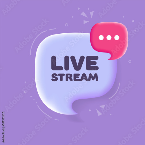 Speech bubble with Live stream text. Speech bubble with loudspeaker. Pop art style. Vector line icon for Business and Advertising
