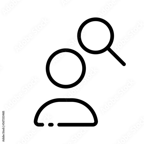 Man with magnifying glass set icon. Magnifier, search, surf the internet, find, browser. search engine concept. Vector line icon on white background