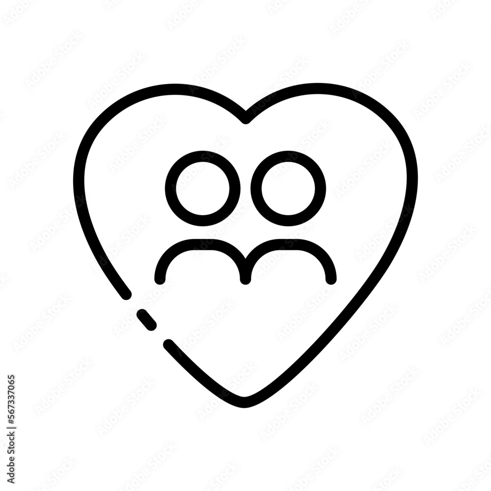 Loving couple icon. Idea, gift, package, important date, birthday, surprise, delivery, surprise, shopping, online store, party, invitation. love concept. Vector black line icon Loving couple icon. Idea, gift, package, important date, birthday, surprise, delivery, surprise, shopping, online store, party, invitation. love concept. Vector black line icon