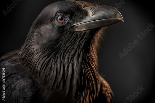 studio portrait, black raven