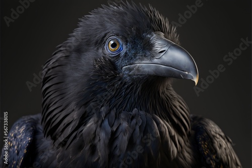 studio portrait, black raven