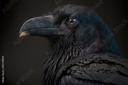 studio portrait, black raven