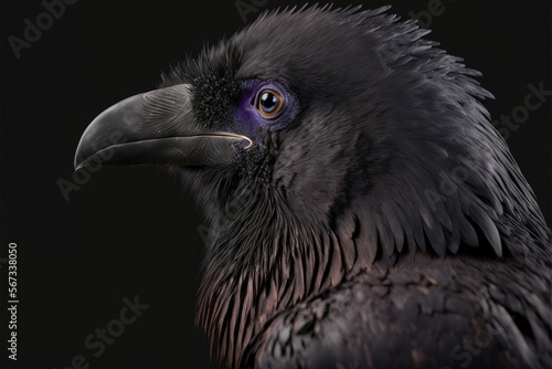 studio portrait, black raven