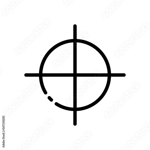 Sight line icon. Target, attention, focus, surveillance, attentiveness, confidentiality, safety, aspiration, landmark. business concept. Vector black line icon on a white background