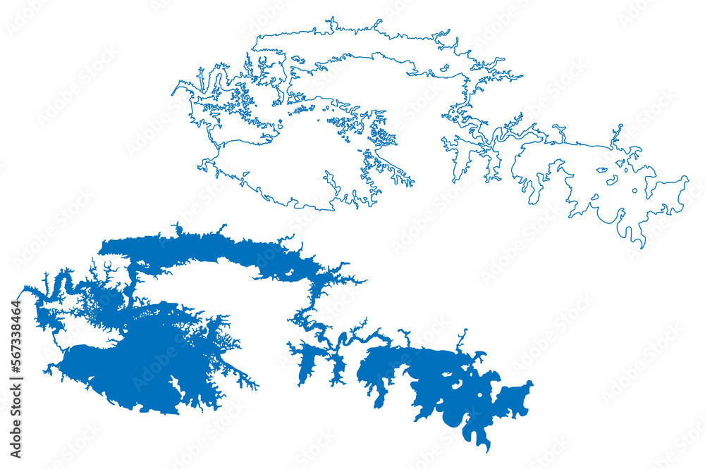 Fototapeta premium Lake Bayano (Republic of Panama, central america) map vector illustration, scribble sketch Bayano map