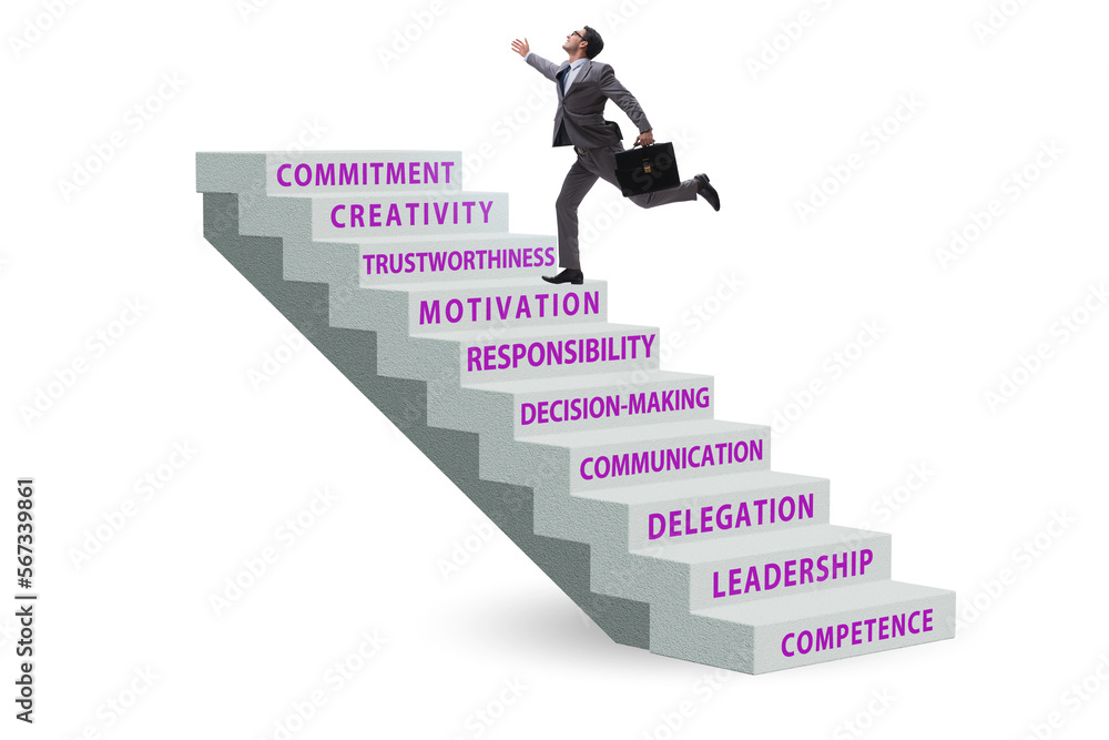 Career ladder concept with key skills