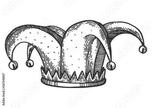 Tableau sur toile Jester hat engraving PNG illustration with transparent background
