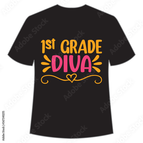 First grade diva Mardi Gras shirt print template, Typography design for Carnival celebration, Christian feasts, Epiphany, culminating  Ash Wednesday, Shrove Tuesday