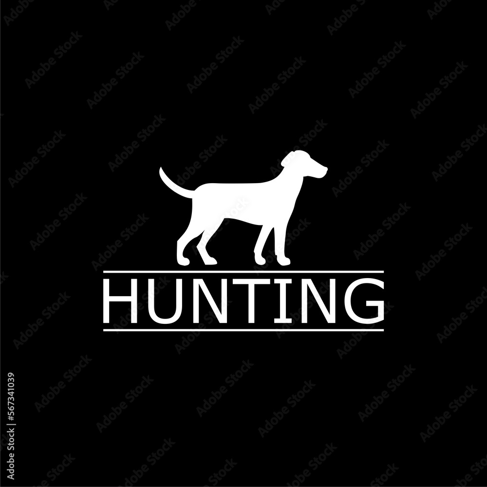 Hunting dog icon isolated on black and black background.