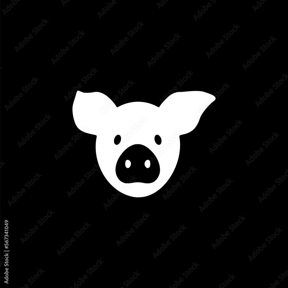 Animal head. Farm sign. icon isolated on black background. Animal head. Farm sign. icon isolated on black background.