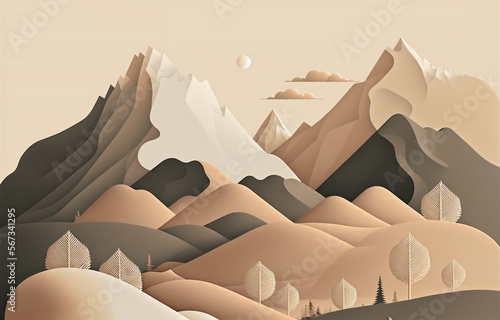 neutral color of moutain background. made with generative AI photo