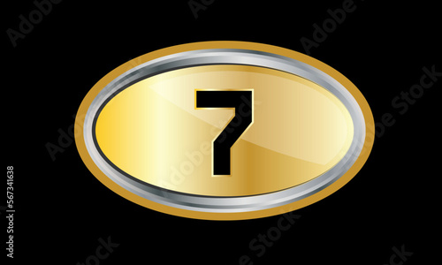 7, Number Gold Elips Elegant Silver Logo