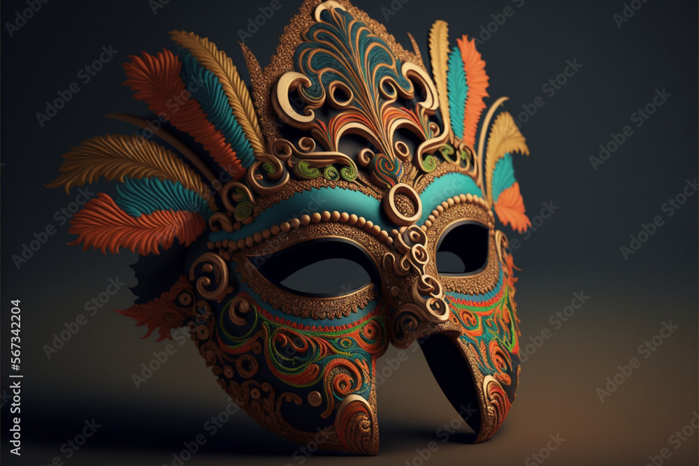 Colorful carnival mask with glitter