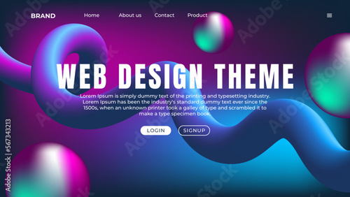 landing page design with 3d elements for business web