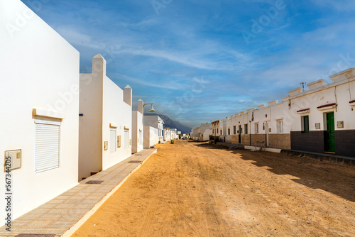 Fototapeta Naklejka Na Ścianę i Meble -  Sandy streets in Caleta del Sebo, La Graciosa, Canary Islands