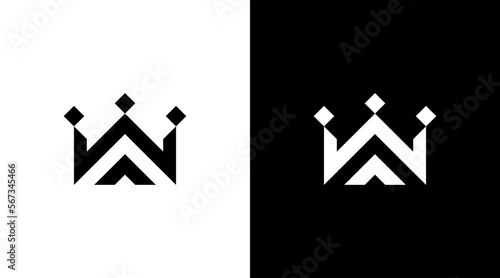 King crown vector logo w monogram black and white icon Design templates