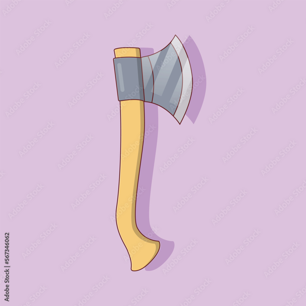 Wooden Axe Vector Illustration. Object. Work Equipment. Flat Cartoon Style Suitable for Web Landing Page, Banner, Flyer, Sticker, Card, Background Wooden Axe Vector Illustration. Object. Work Equipment. Flat Cartoon Style Suitable for Web Landing Page, Banner, Flyer, Sticker, Card, Background