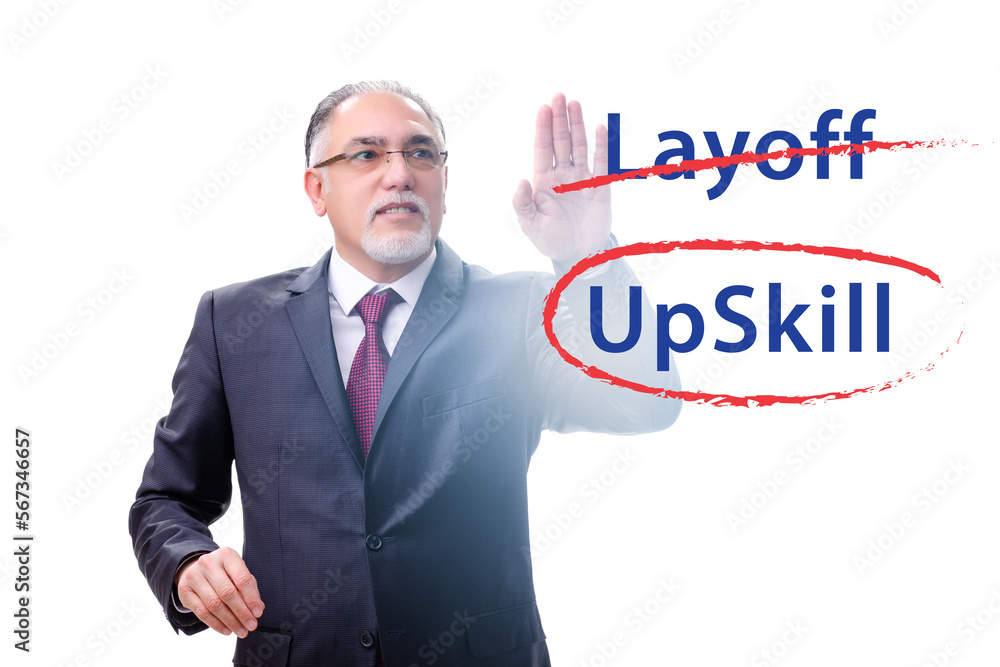 Re-skilling and upskilling in learning concept Re-skilling and upskilling in learning concept
