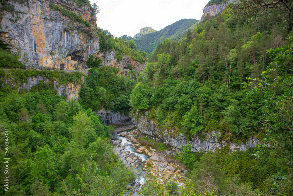 Mountainous landscape with a river running through the valley
